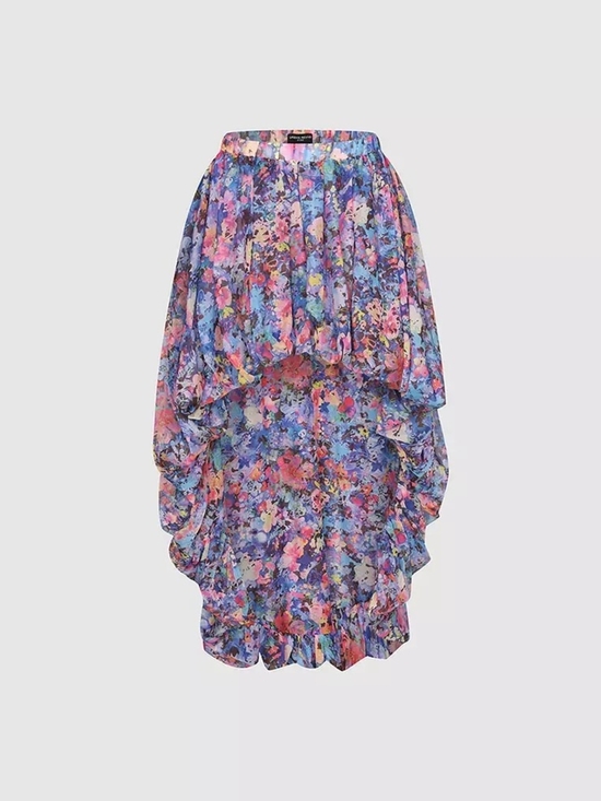 Urban Revivo Dresses & Skirts - Urban Revivo Purple Floral High Low Ruffle Maxi Skirt Size M/L